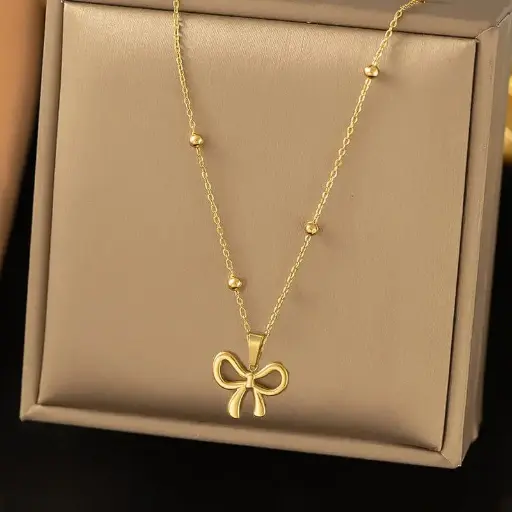 Gold-Plated Anti Tarnish Stainless Steel Infinity Bow Pendant