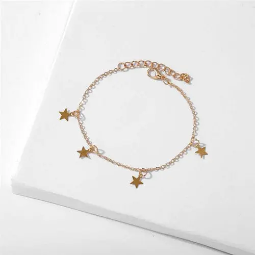 Women Pointed Stars Chain Charm  Bracelet