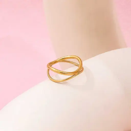 Double-layer Round Lines Cross Statement Ring