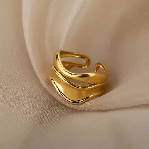 Stainless Steel Irregular Wave Shape Ring