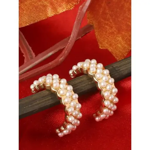 Pearl Drop Hoop Earring