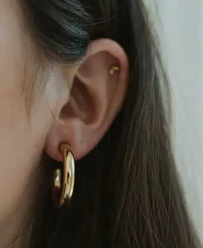 Large Chunky Hoop Earrings in Gold