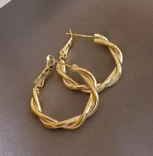 Gold Plated Twisted Hoops Earring