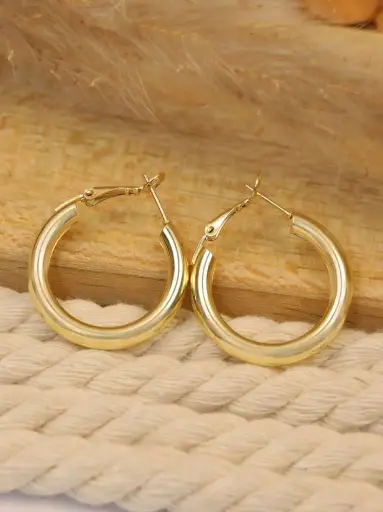 lock style Gold plated hoop earrings
