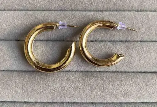 Stainless steel gold plated hoops
